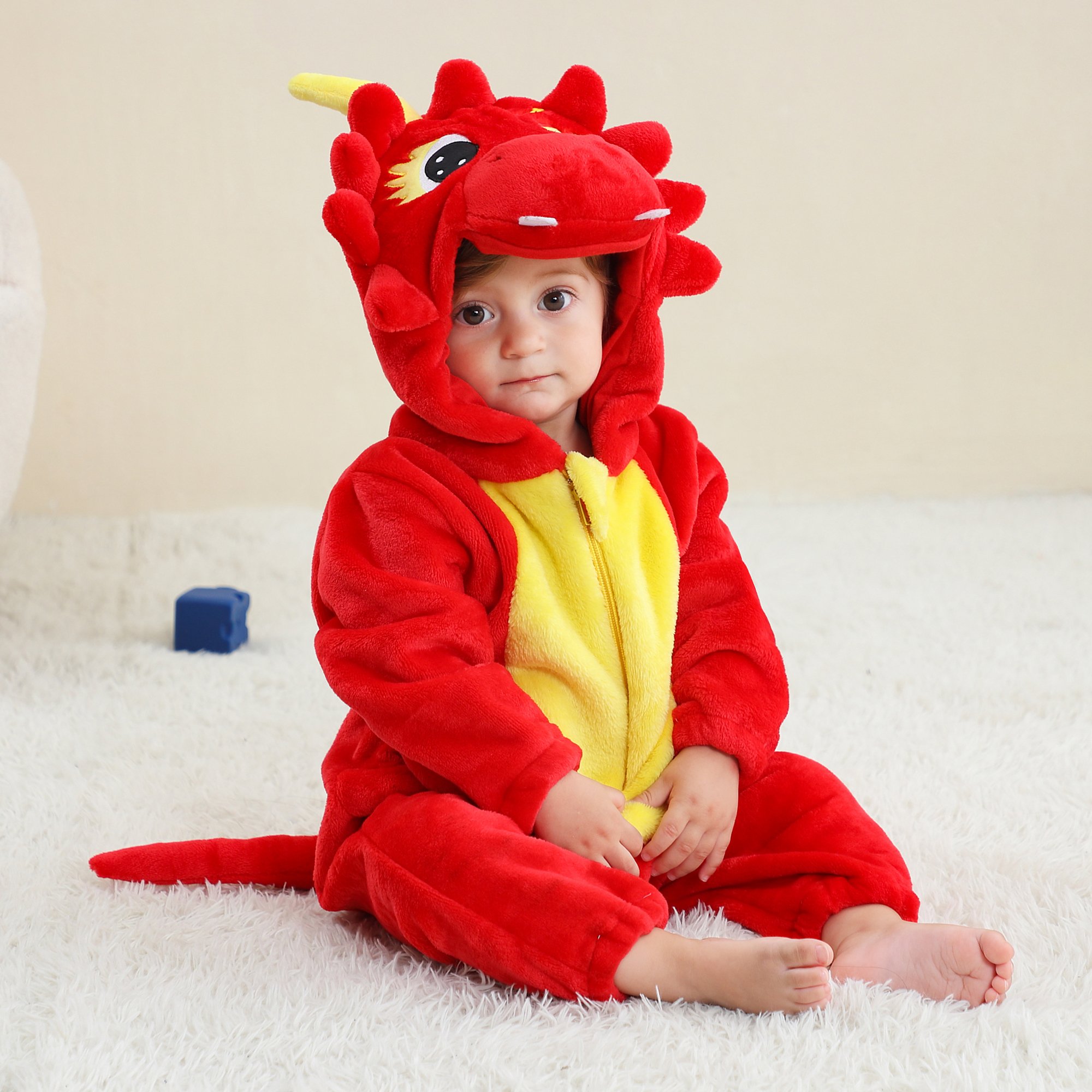 Michley chinese dragon 0-36M baby boys clothes flannel newborn animal baby rompers