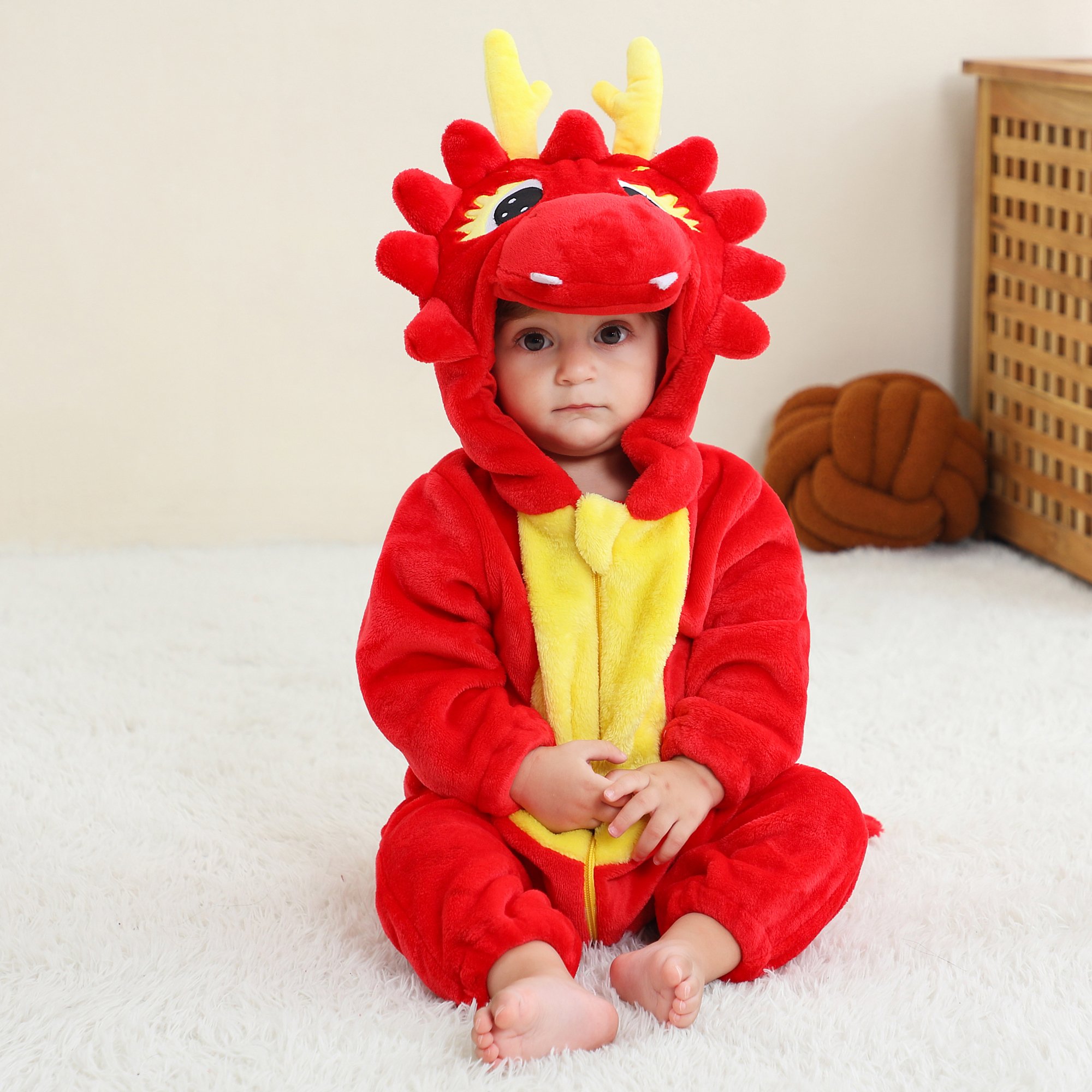 Michley chinese dragon 0-36M baby boys clothes flannel newborn animal baby rompers