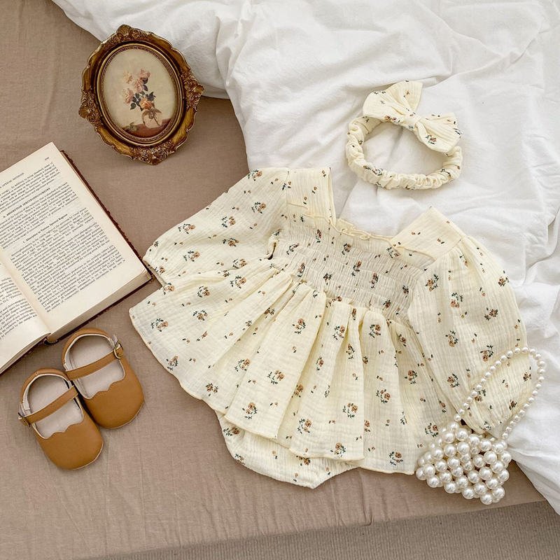 Spring New Baby Floral Jumpsuit Infant Long-Sleeved Cotton Romper Baby Girl Cloth