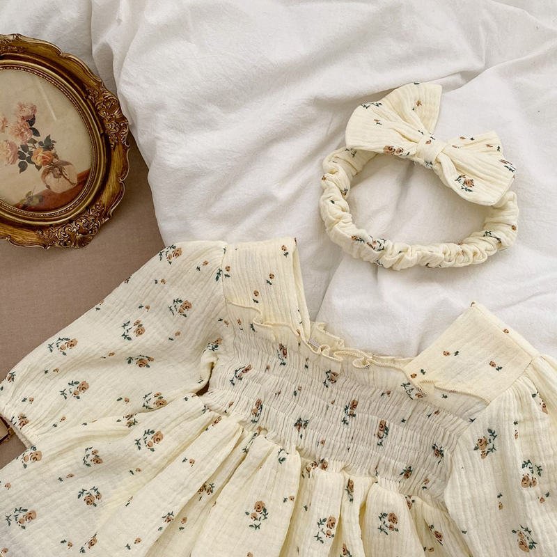 Spring New Baby Floral Jumpsuit Infant Long-Sleeved Cotton Romper Baby Girl Cloth