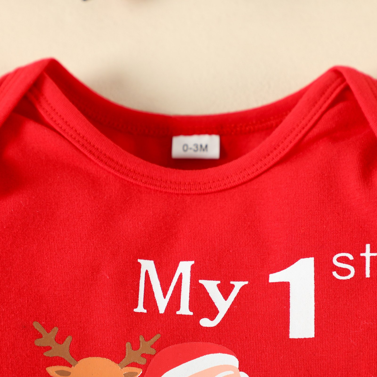 My First Christmas Baby Clothes Full Print Bow Skirt Cute Cotton Romper Jumpsuit Headband Christmas Clothing Set for Baby Girls