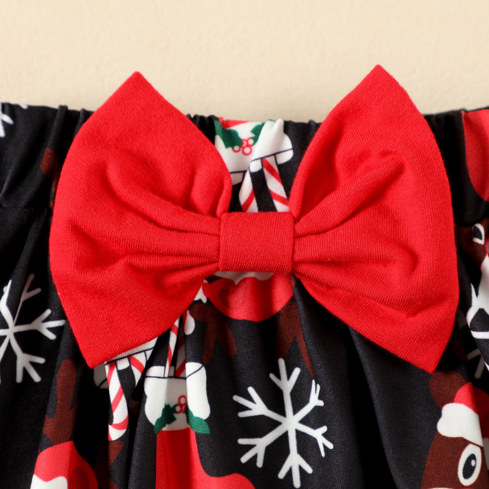 My First Christmas Baby Clothes Full Print Bow Skirt Cute Cotton Romper Jumpsuit Headband Christmas Clothing Set for Baby Girls