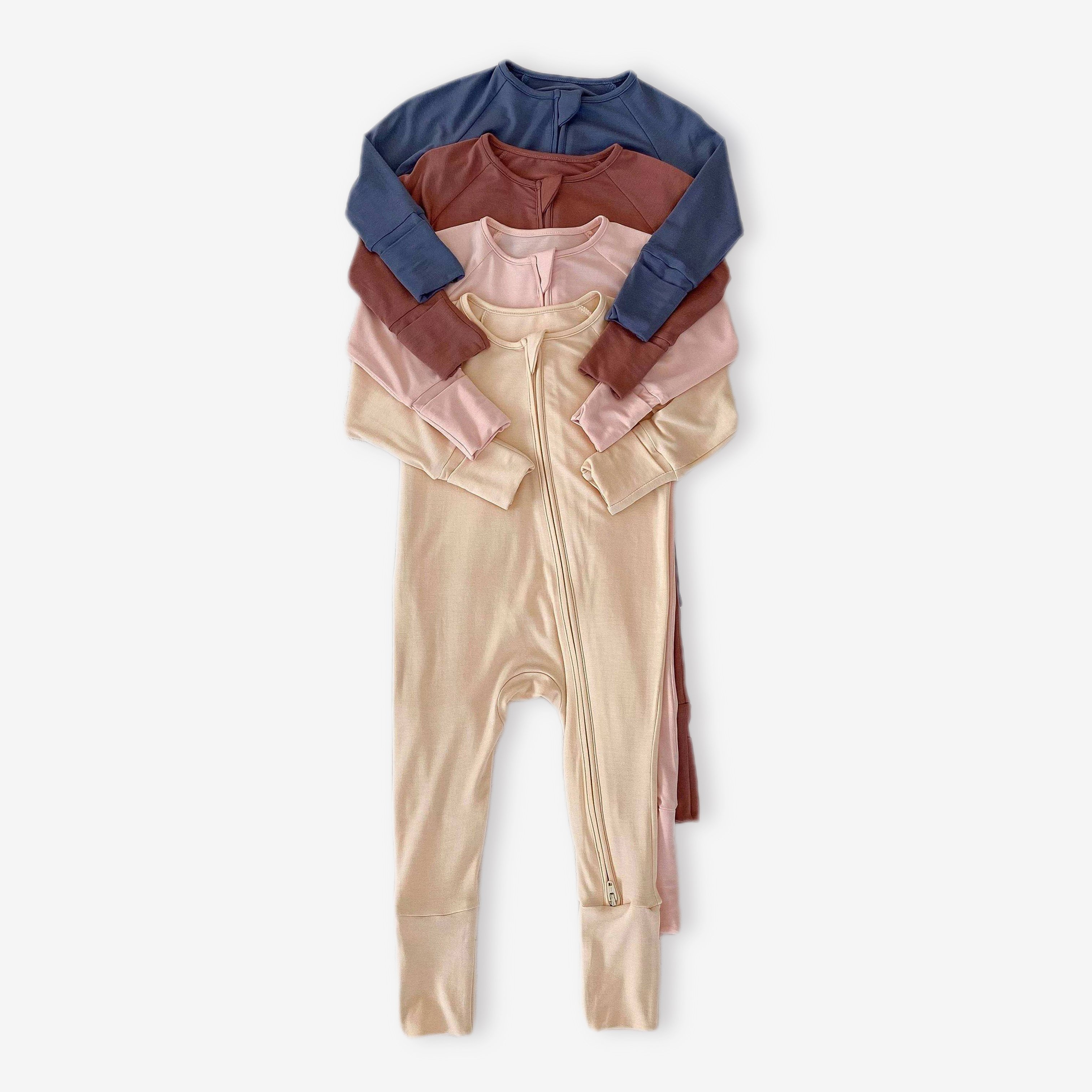 Bamboo Zipper newborn Pajamas Newborn infant Clothes Clothing Natural Fabric Plain Solid bamboo sleeper Long Sleeves baby romper