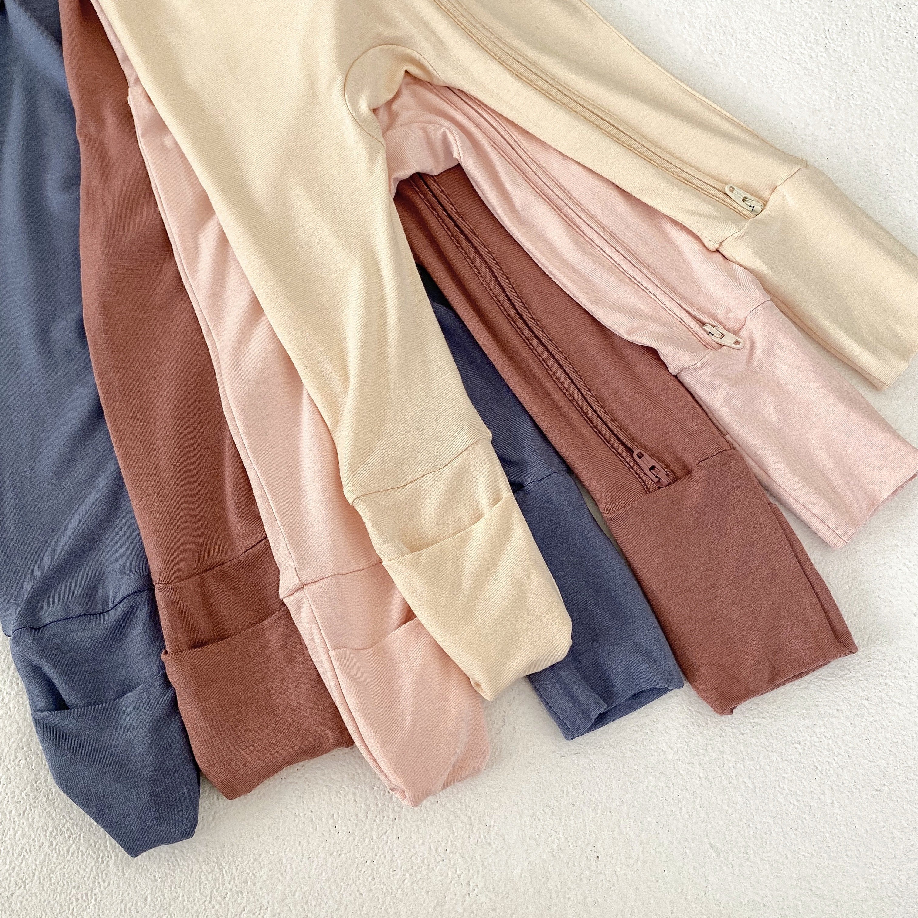 Bamboo Zipper newborn Pajamas Newborn infant Clothes Clothing Natural Fabric Plain Solid bamboo sleeper Long Sleeves baby romper