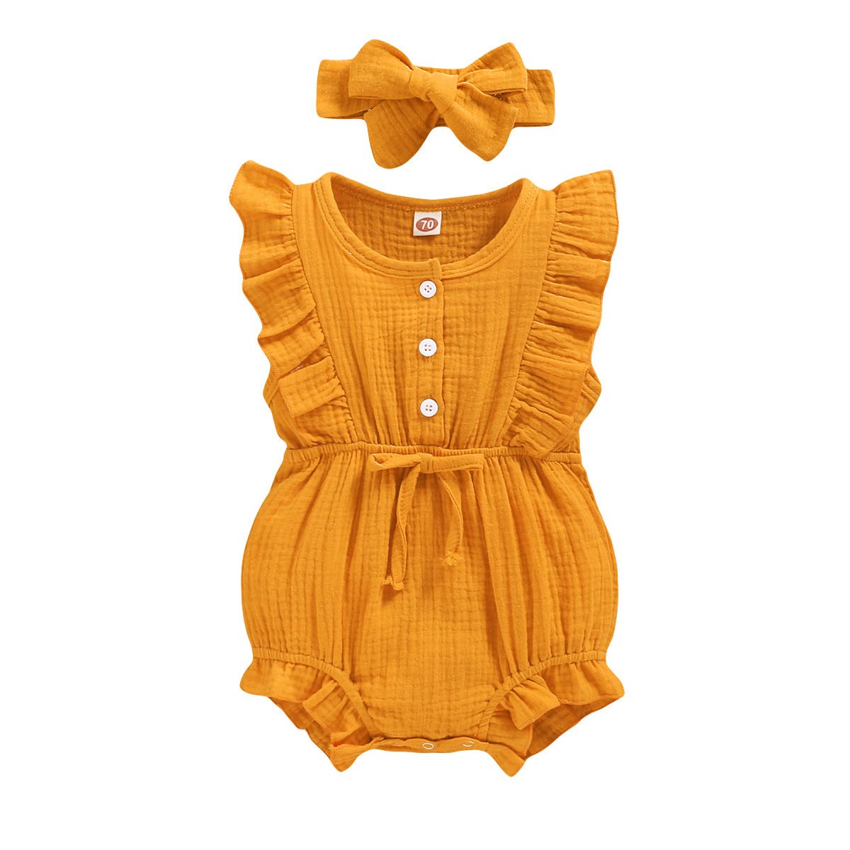 Qufan OEM Flounced Sleeve Infant Toddler Triangle Rompers Baby Flutter Ruffle Sweatshirt Onesie Kid Knitting Rompers Home Wear