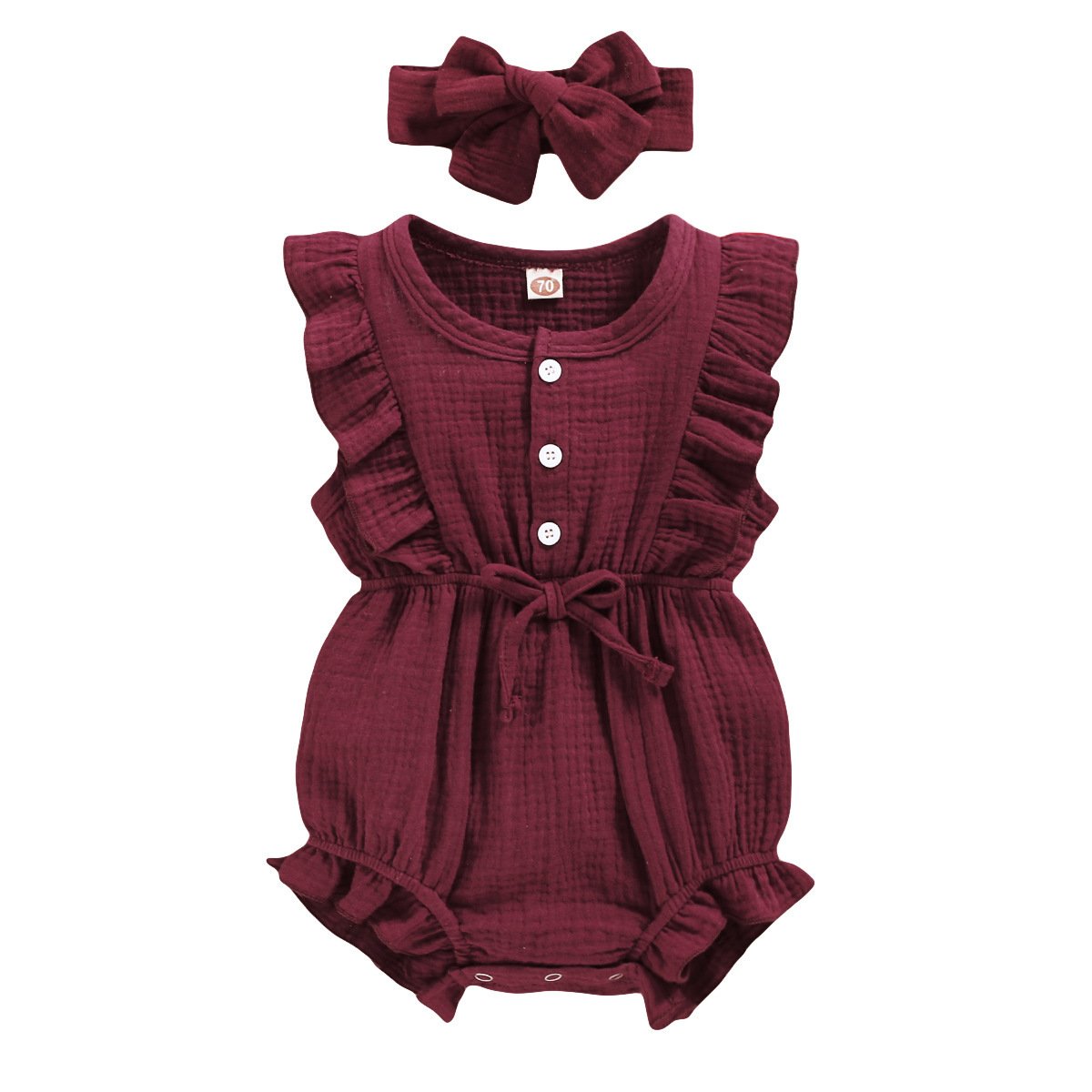 Qufan OEM Flounced Sleeve Infant Toddler Triangle Rompers Baby Flutter Ruffle Sweatshirt Onesie Kid Knitting Rompers Home Wear