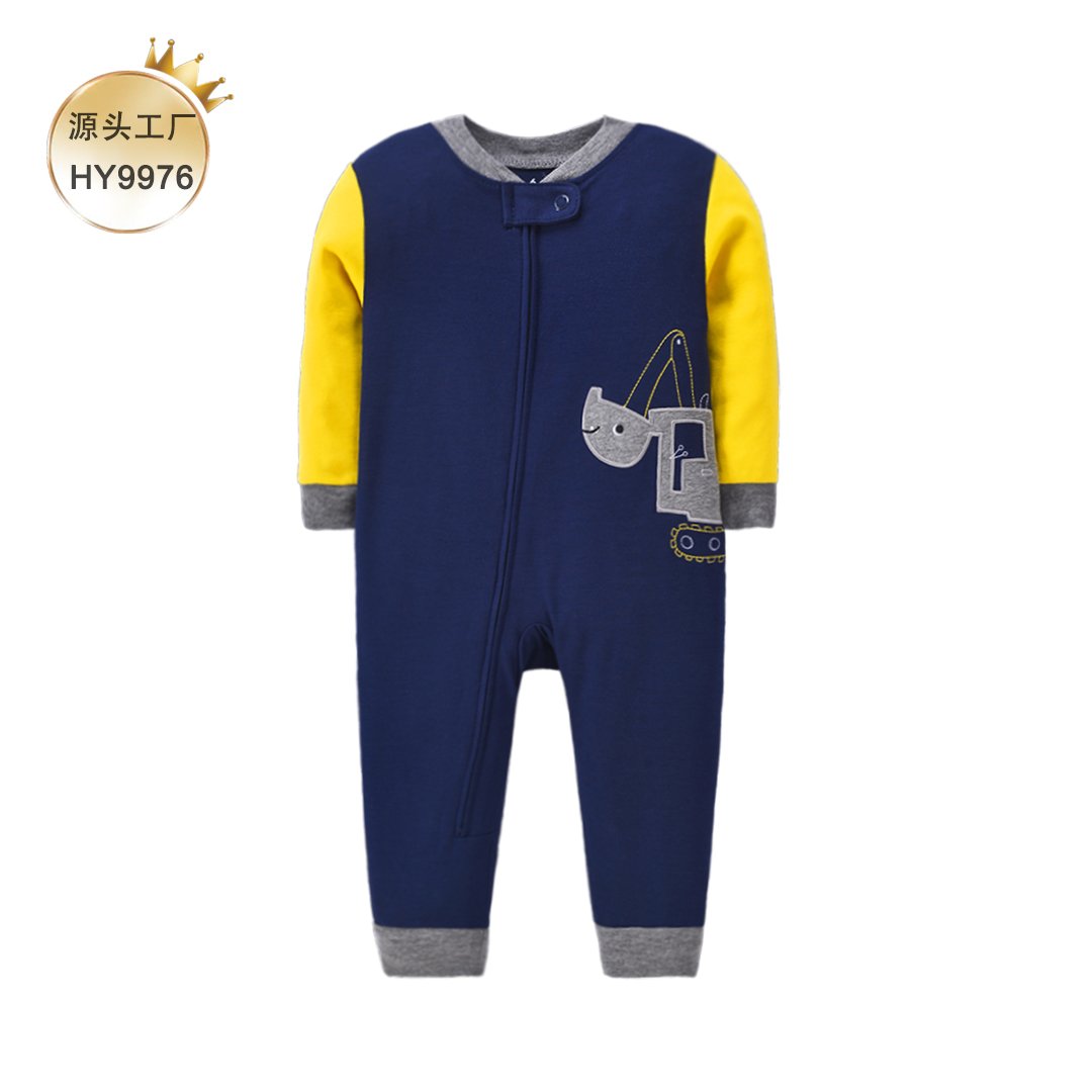 Factory sales toddler clothing Sleepsuit Cartoon print Long sleeve zipper baby romper jumpsuit sleepwear Newborn baby pajamas