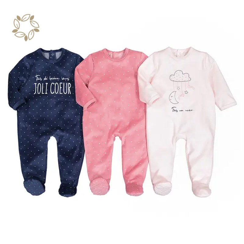 Organic cotton velour onesie for baby sustainable velour baby romper eco friendly clothes newborn velour sleepsuit