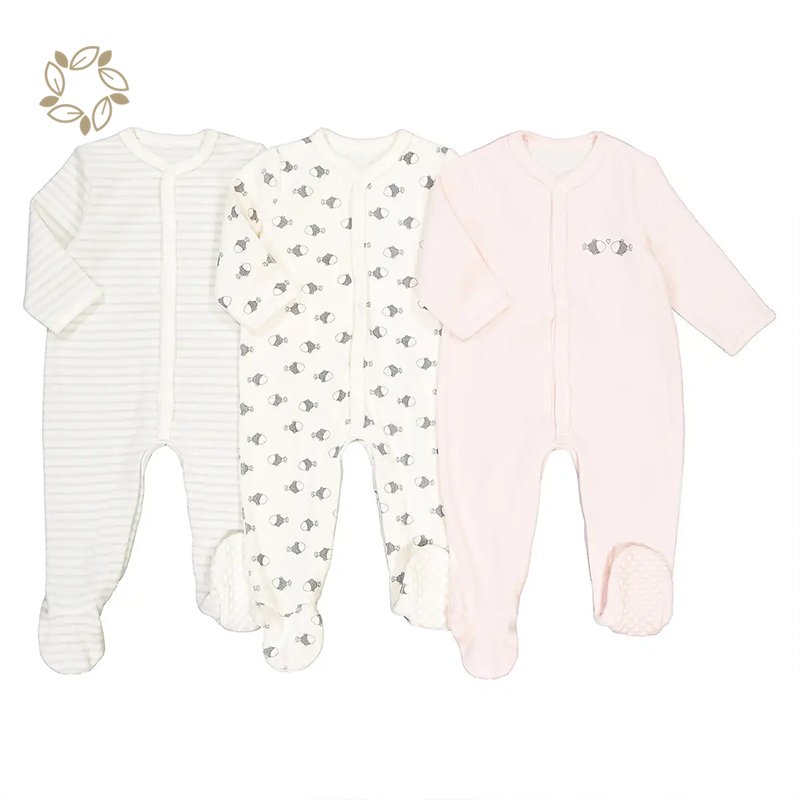 Organic cotton velour onesie for baby sustainable velour baby romper eco friendly clothes newborn velour sleepsuit