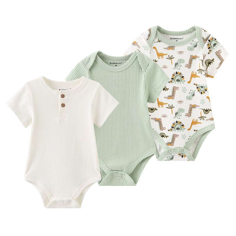 Cartoon Print Boy Girl Cotton 5 pieces set Unisex Bodysuit Comfortable Short Sleeve Newborn Baby romper