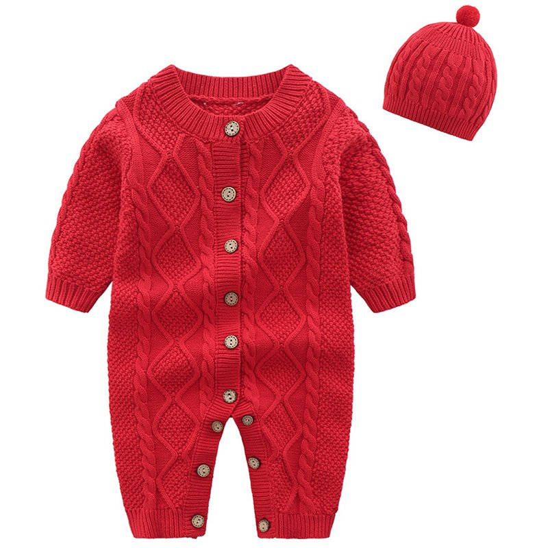 Baby Rompers Knitted Newborn Boy Jumpsuit With Hat Outfits Long Sleeve Autumn Infant knit Girl Overalls Winter Warm Children