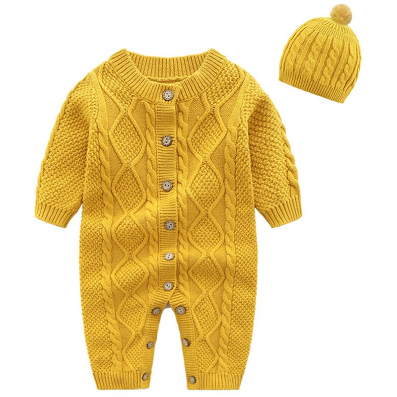 Baby Rompers Knitted Newborn Boy Jumpsuit With Hat Outfits Long Sleeve Autumn Infant knit Girl Overalls Winter Warm Children