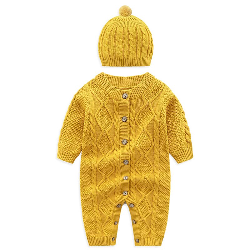 Baby Rompers Knitted Newborn Boy Jumpsuit With Hat Outfits Long Sleeve Autumn Infant knit Girl Overalls Winter Warm Children