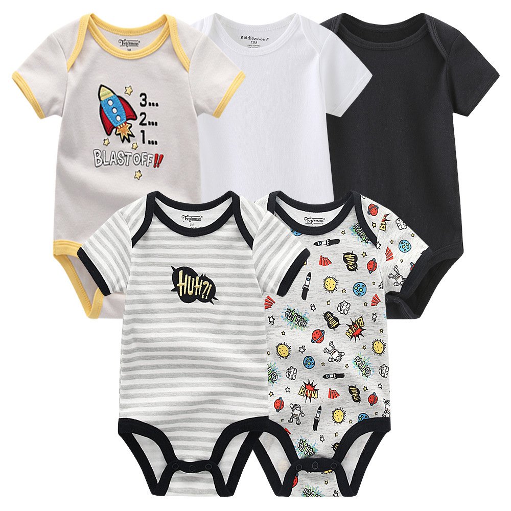 Hot sale Unisex 5PCS baby girl clothes Cotton Bodysuits Newborn baby boy clothes Cartoon Print Girls baby clothes
