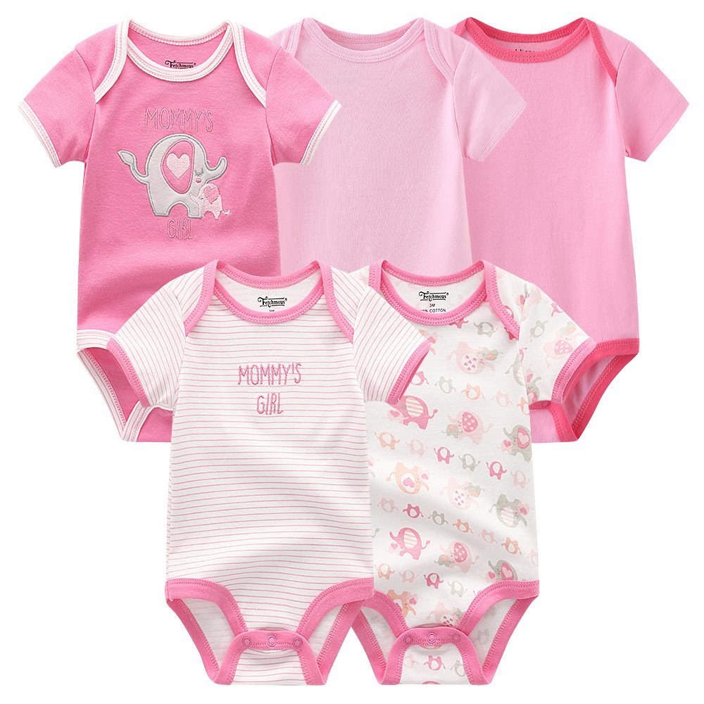 Hot sale Unisex 5PCS baby girl clothes Cotton Bodysuits Newborn baby boy clothes Cartoon Print Girls baby clothes