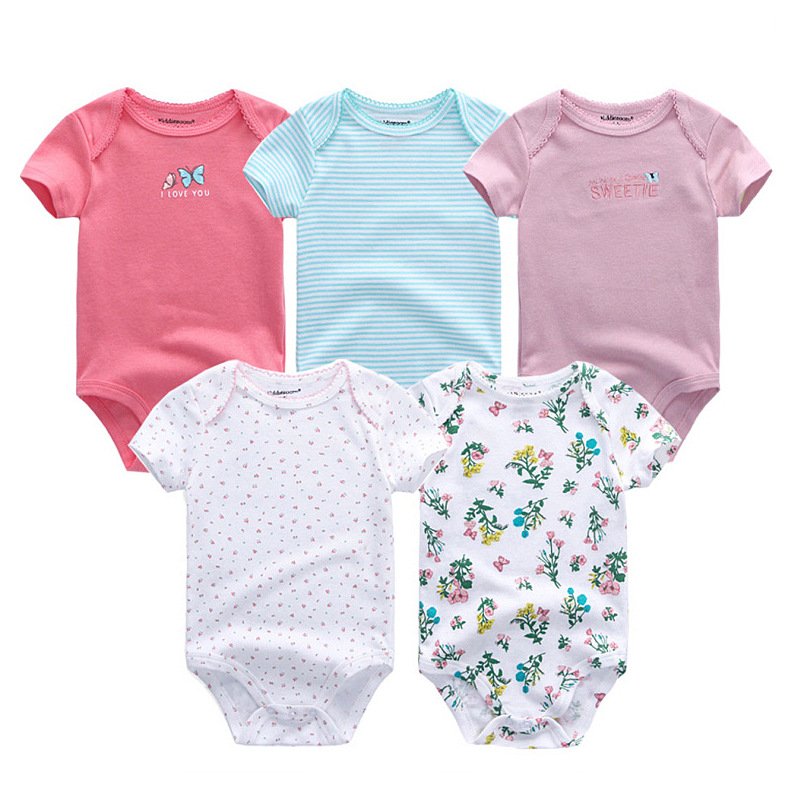 Hot sale Unisex 5PCS baby girl clothes Cotton Bodysuits Newborn baby boy clothes Cartoon Print Girls baby clothes