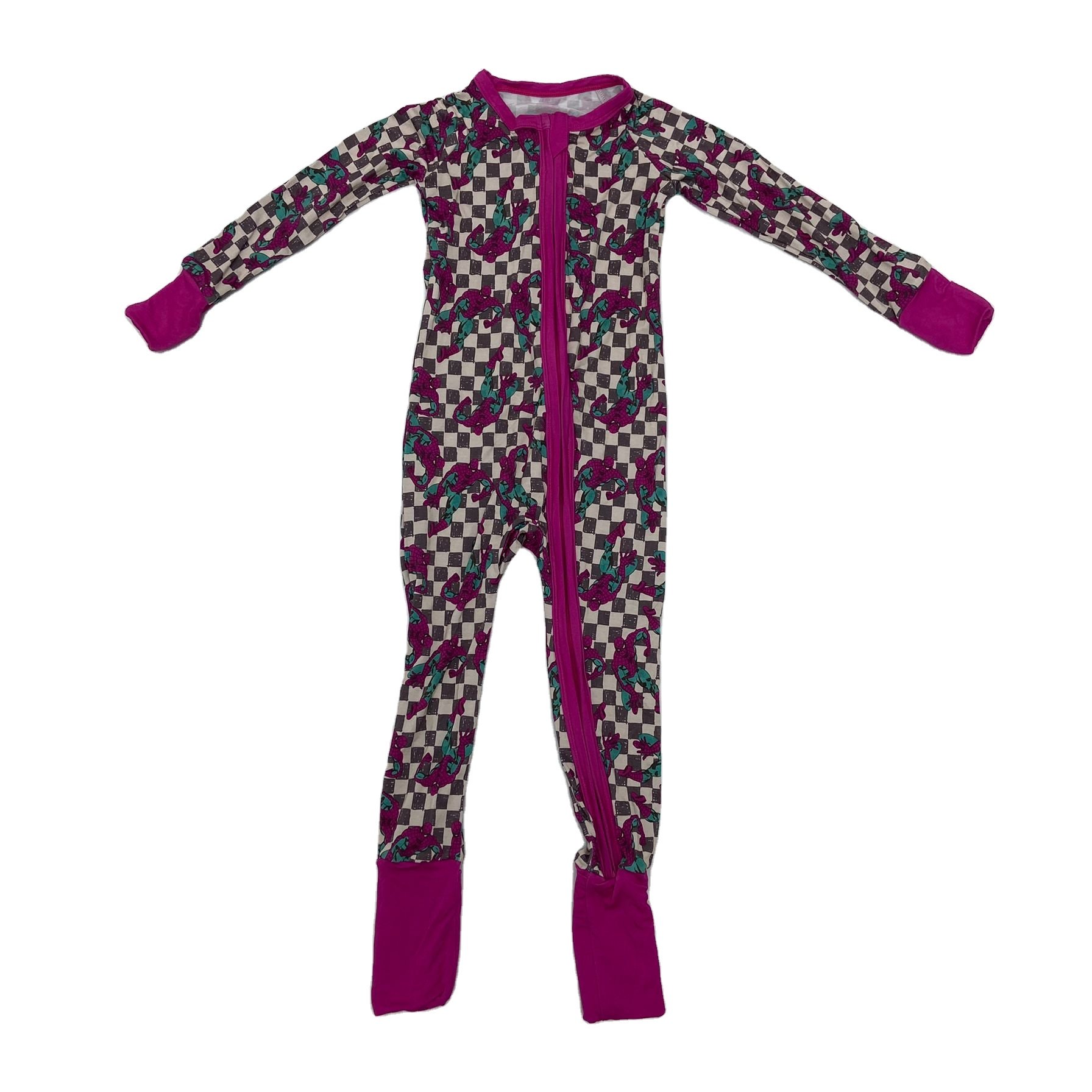 On Sale RTS Unisex Infant Pajamas Rompers Soft Breathable Bamboo style with Zipper Cartoon Print baby romper