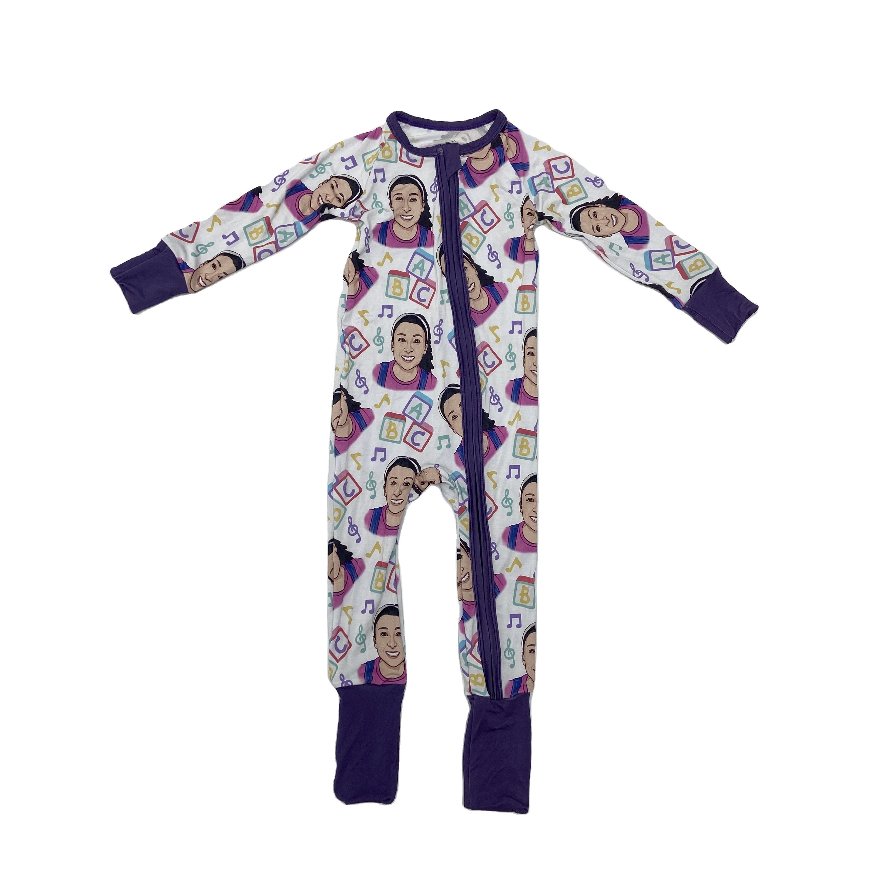 On Sale RTS Unisex Infant Pajamas Rompers Soft Breathable Bamboo style with Zipper Cartoon Print baby romper