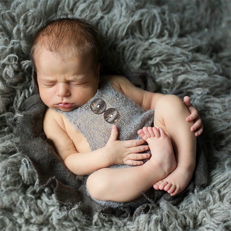Solid Jumpsuit Baby Romper Button Photography Clothing Newborn Halter Jumpsuit Baby