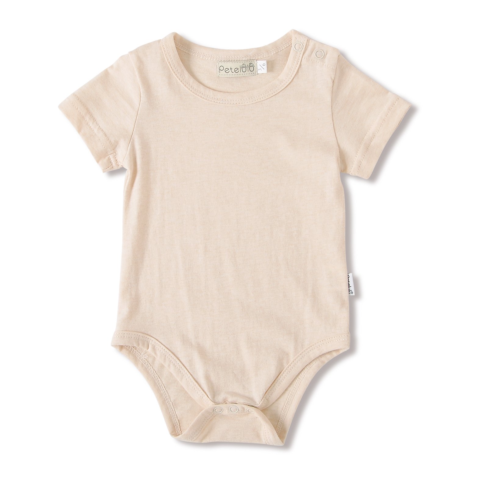organic cotton unisex light brown solid color short sleeve plain blank design baby bodysuit