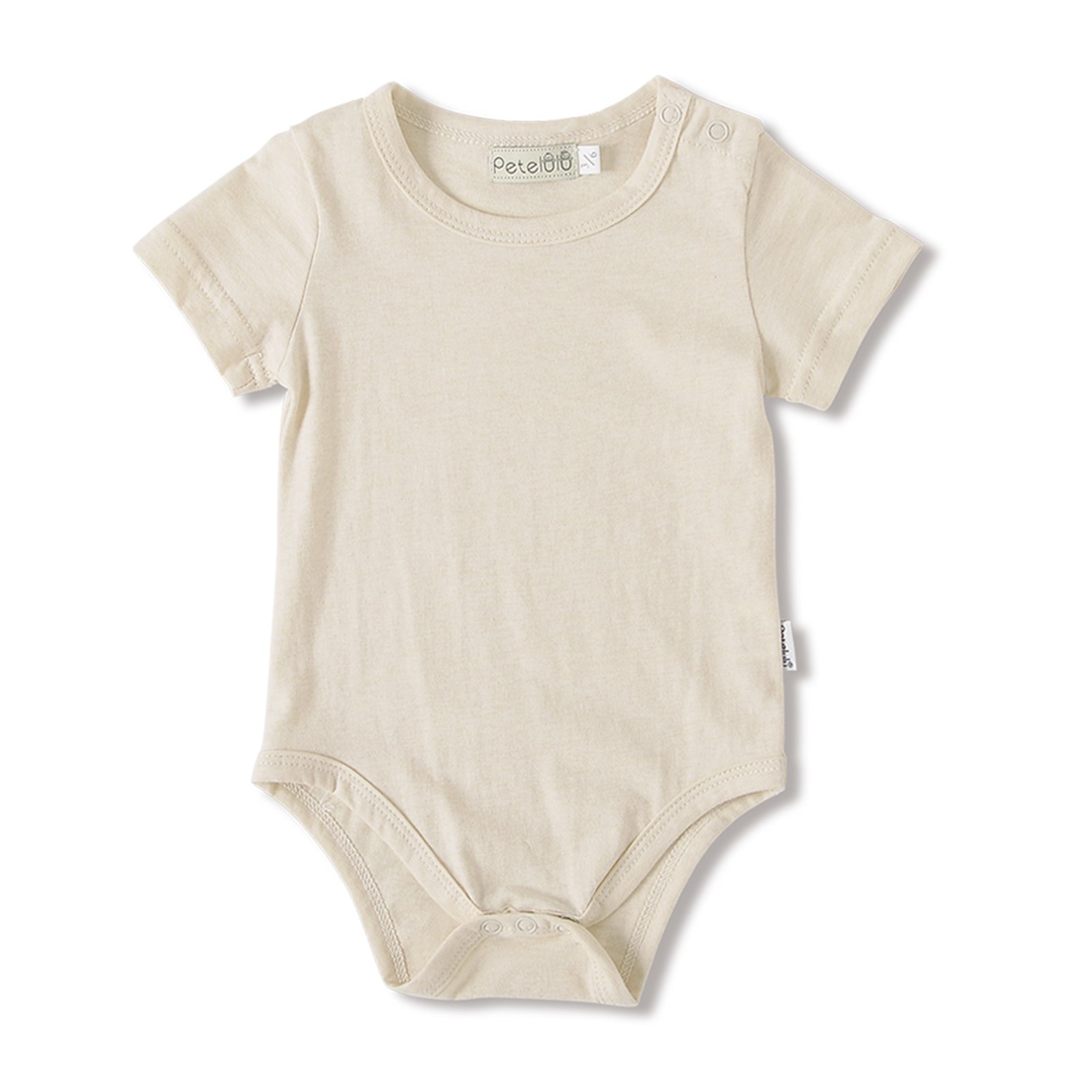organic cotton unisex light brown solid color short sleeve plain blank design baby bodysuit