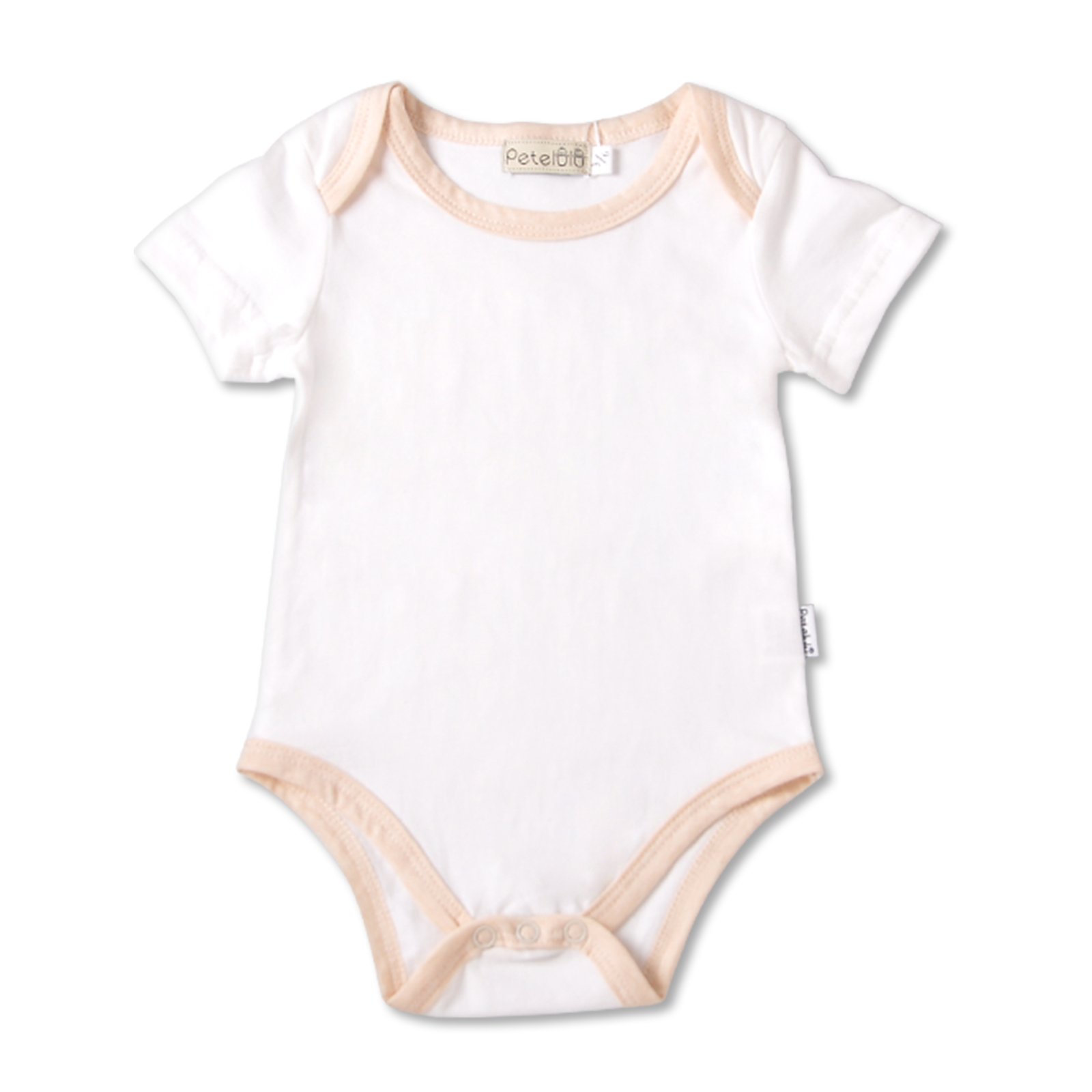 organic cotton unisex light brown solid color short sleeve plain blank design baby bodysuit