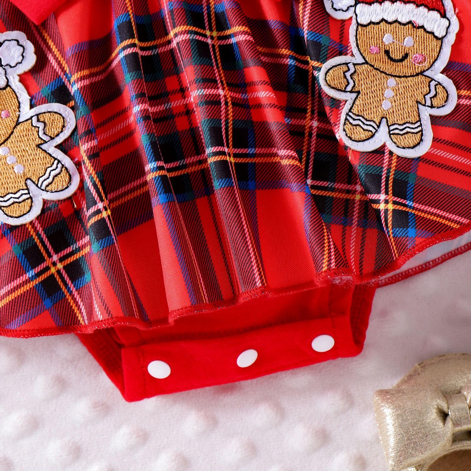 2024 Christmas Gifts Baby Rompers 0-18M Multi-color Cute Long Flying Sleeves Plaid Print Bow Design Baby Girl Clothes