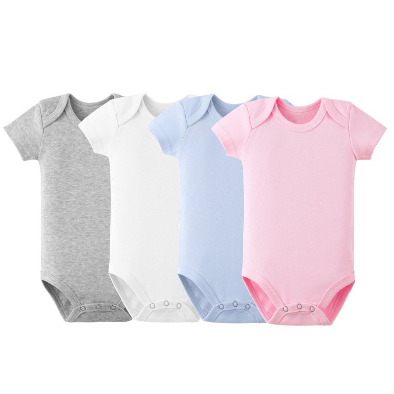 Ananbaby Hot Sale One Piece Suit Summer Polyester Solid Color Romper Soft Comfortable Infant Unisex Baby Bodysuit