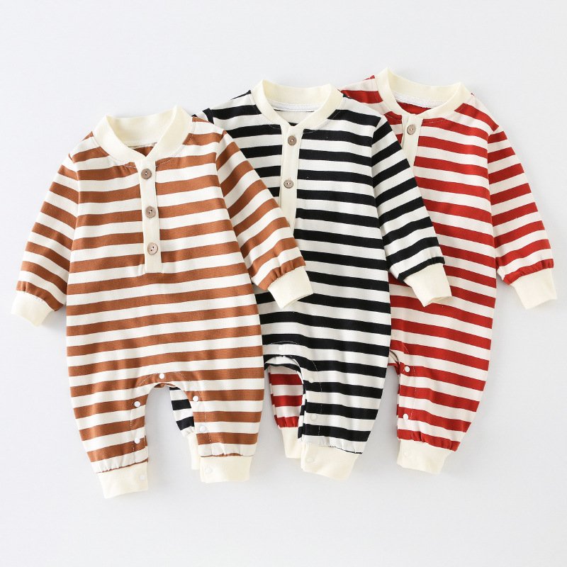 Autumn Striped Clothes Baby Long Sleeve Romper Out Clothing Baby Cotton Romper Spring And Autumn Baby Rompers