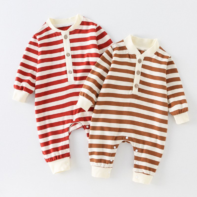 Autumn Striped Clothes Baby Long Sleeve Romper Out Clothing Baby Cotton Romper Spring And Autumn Baby Rompers