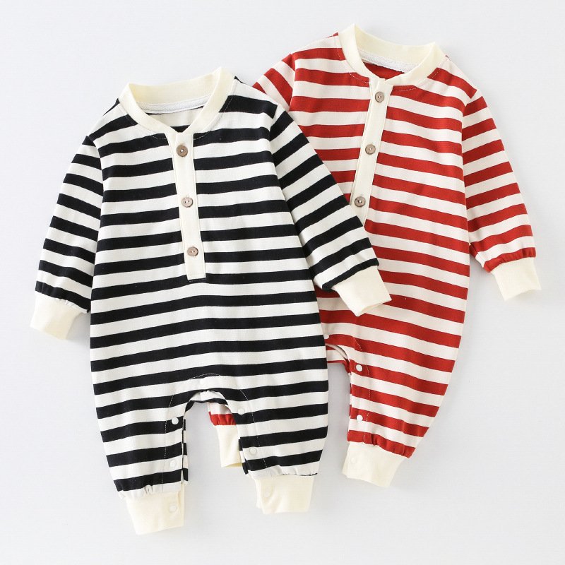 Autumn Striped Clothes Baby Long Sleeve Romper Out Clothing Baby Cotton Romper Spring And Autumn Baby Rompers