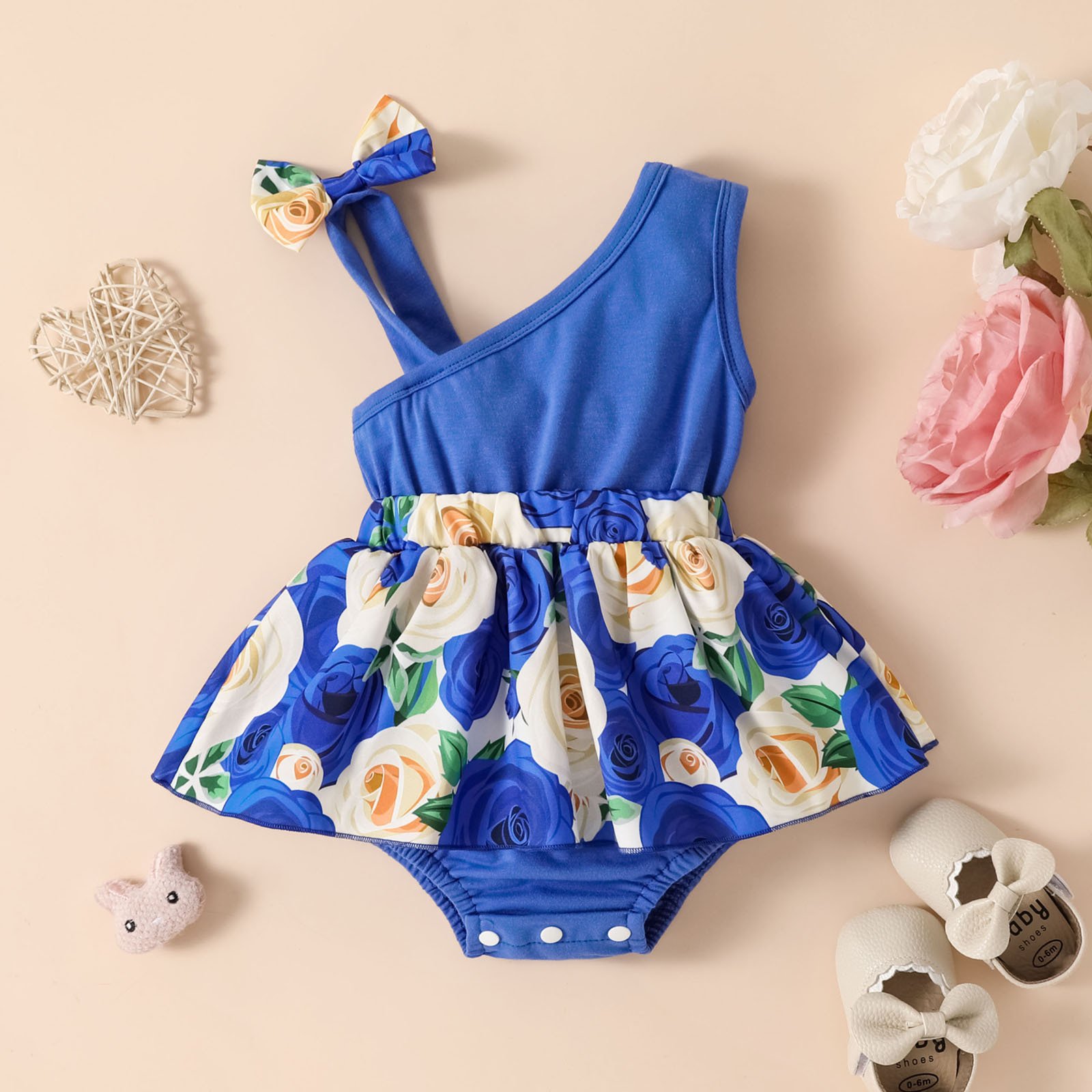2024 Summer Baby Romper Girls Sweet Floral Jumpsuit Baby Triangle Romper Skirt Girls One-Piece Baby Romper