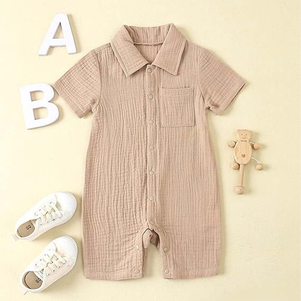 Wholesale Baby Clothing Customized Cotton Solid Color Summer Blank Baby Rompers