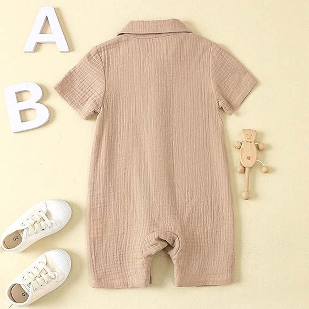 Wholesale Baby Clothing Customized Cotton Solid Color Summer Blank Baby Rompers
