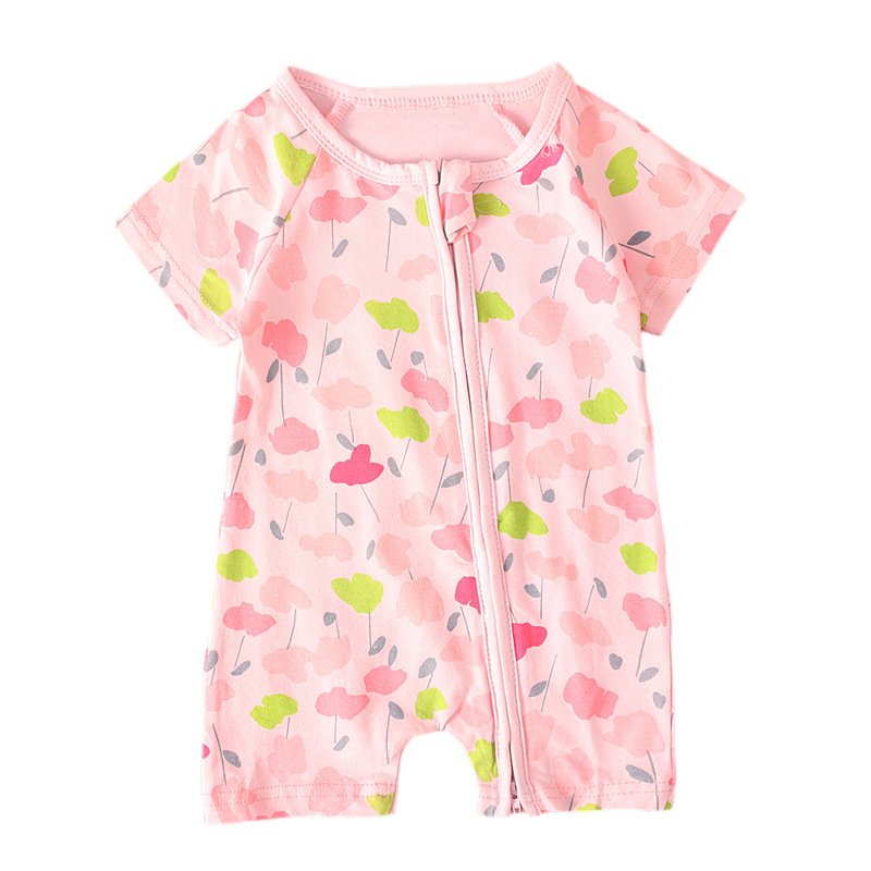 Hot selling Baby romper Boy Girl Infants Summer Short Sleeve Round Neck Zipper Multiple Colors kids clothing Jumpsuit Romper