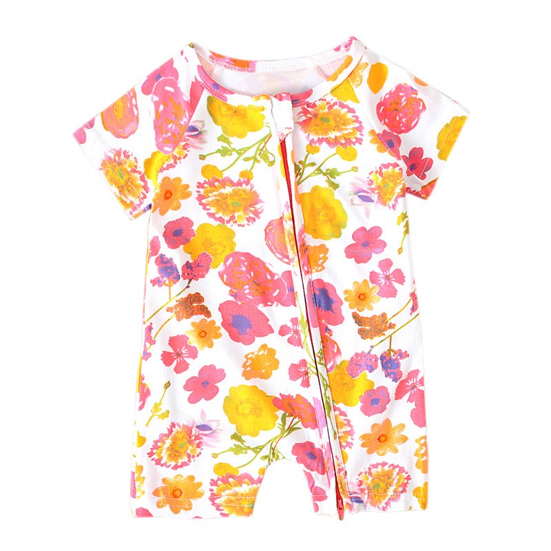 Hot selling Baby romper Boy Girl Infants Summer Short Sleeve Round Neck Zipper Multiple Colors kids clothing Jumpsuit Romper