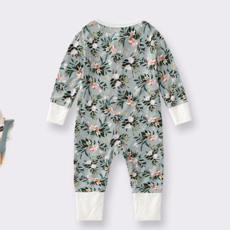 Custom Logo Newborn Baby Pajamas 0-18 months Bamboo Baby Clothes Long Sleeve Bodysuit Jumpsuit Zipper Baby Romper