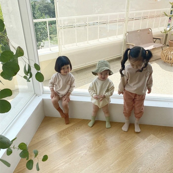 Spring Fall Cute Fashion Baby Outfits Newborn Boys And Girls Lovely Smile Printing Jumpsuits Baby Cartoon Sweatshirt Baby Romper