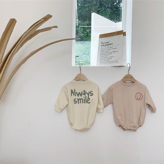 Spring Fall Cute Fashion Baby Outfits Newborn Boys And Girls Lovely Smile Printing Jumpsuits Baby Cartoon Sweatshirt Baby Romper