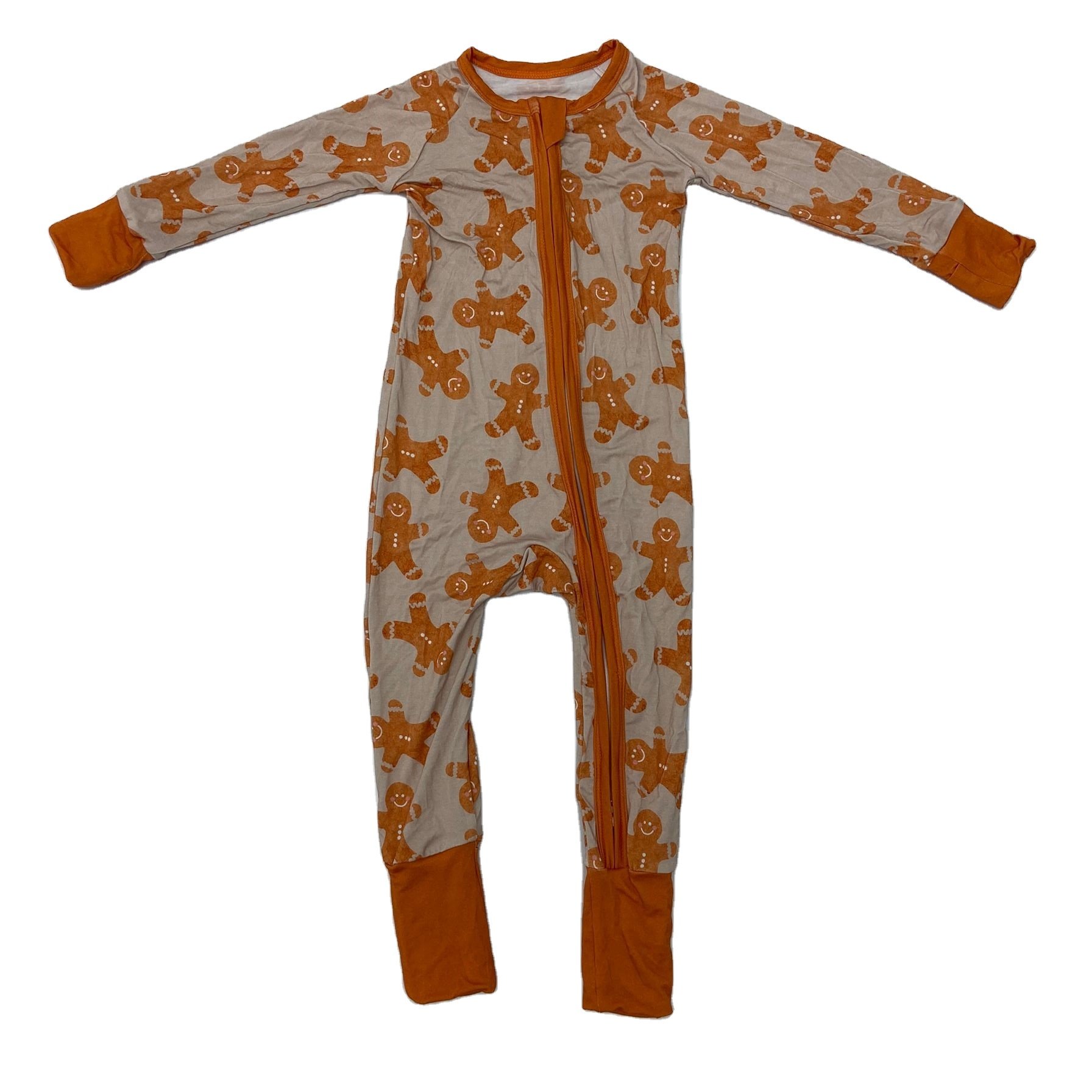 Qingli OEM Hot Sale Custom Soft Bamboo Sleeper Pumpkin Printed Newborn Unisex Baby Romper