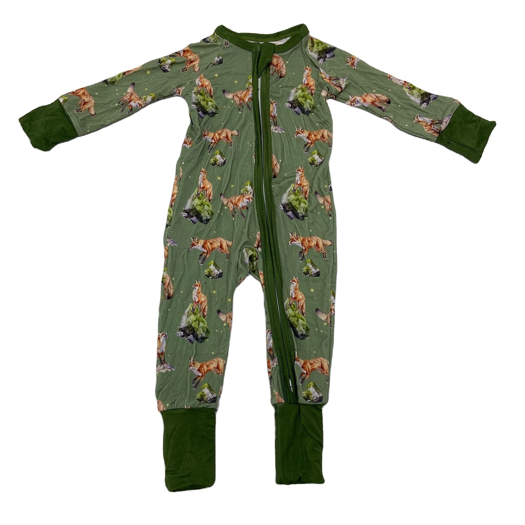 Qingli OEM Hot Sale Custom Soft Bamboo Sleeper Pumpkin Printed Newborn Unisex Baby Romper