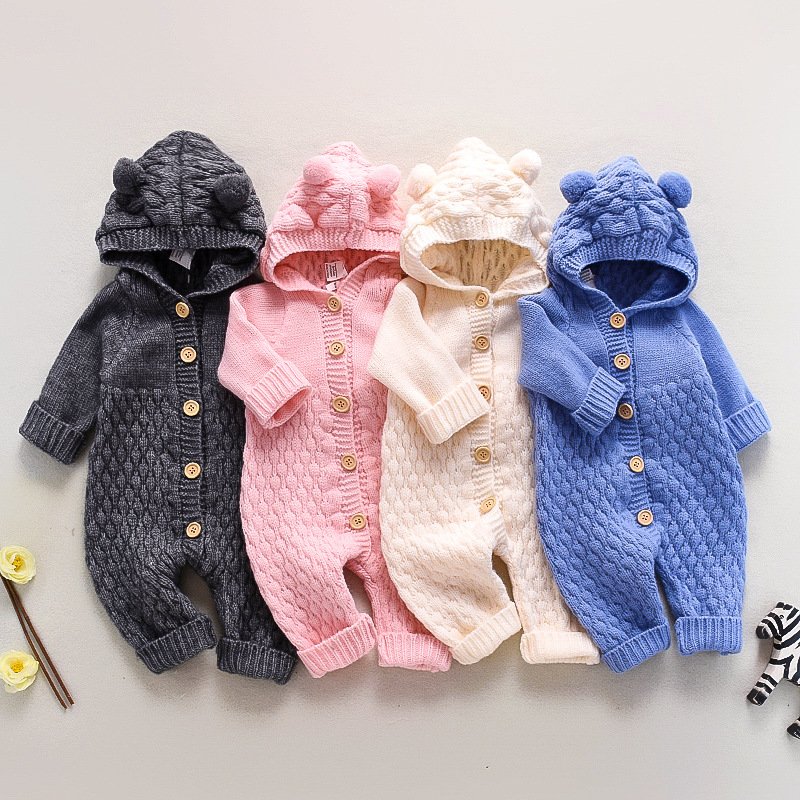 Knitted Toddler Clothing Baby Romper Autumn Jumpsuit Outfits Long Sleeve Hoodie Baby Clothes Newborn For Boy And Girl