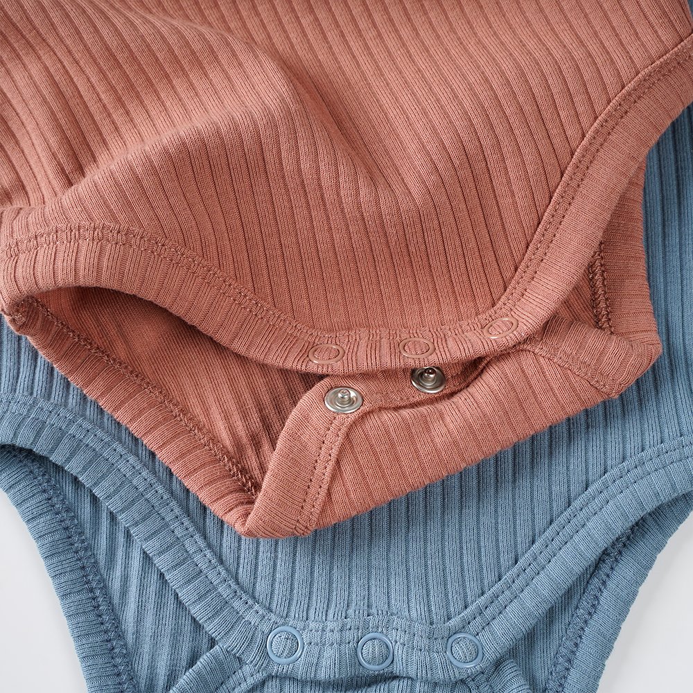 Short Sleeve 4X2 Ribbed 95% Organic Cotton 5% Spandex Plain 13 Colors Newborn Onesies Baby Rompers