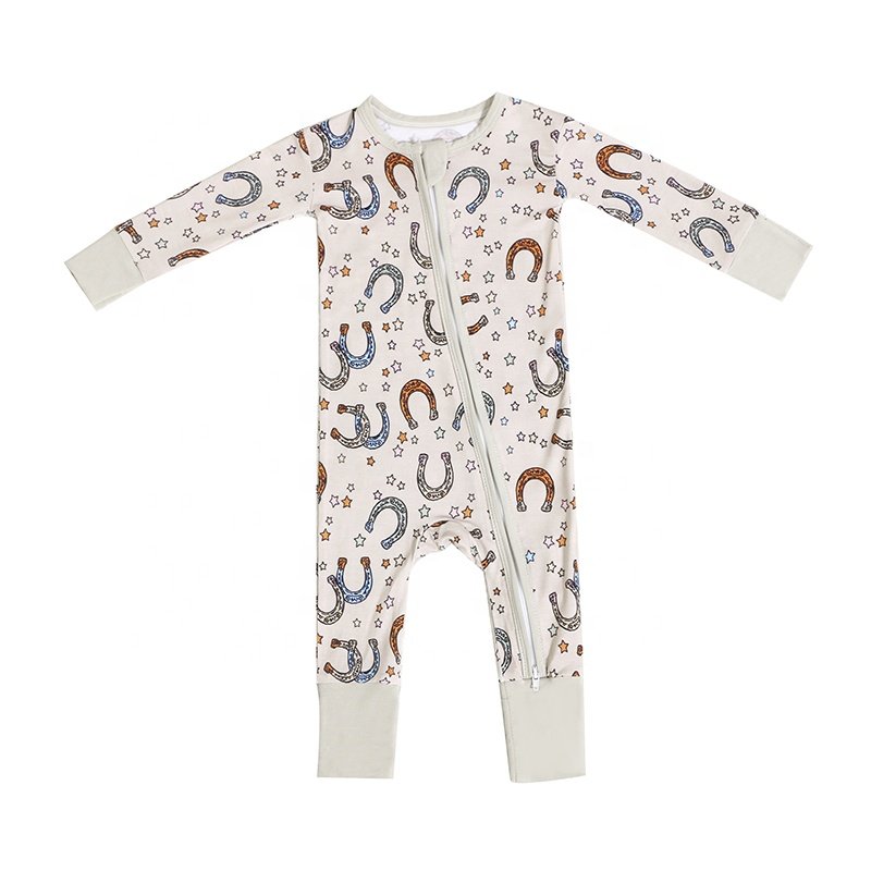 New Design Custom Pattern Bamboo Hot Selling Baby Clothes Comfortable Delicate Long Sleeve Zipper O-neck Baby Romper