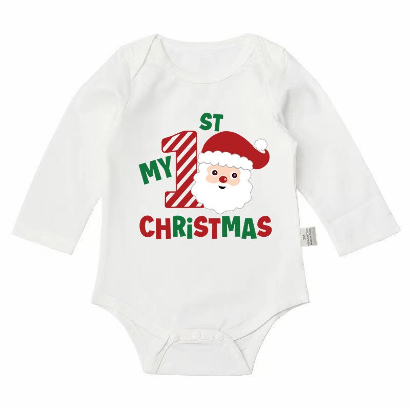 32 hot selling 100% cotton baby white long sleeve Christmas romper