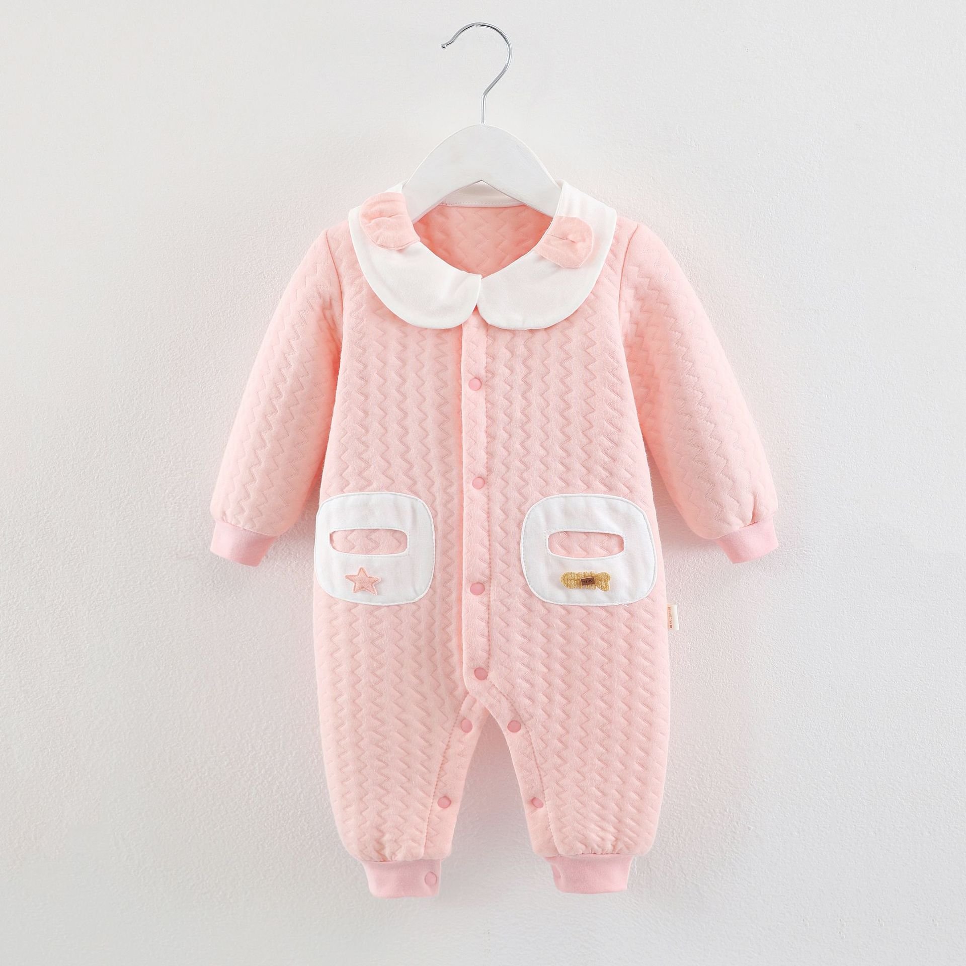 Long Sleeved Cotton Thickened Thickness New Born Baby Rompers Button Design Baby Winter Jumpsuit Sleepsuit Baby 0-1y