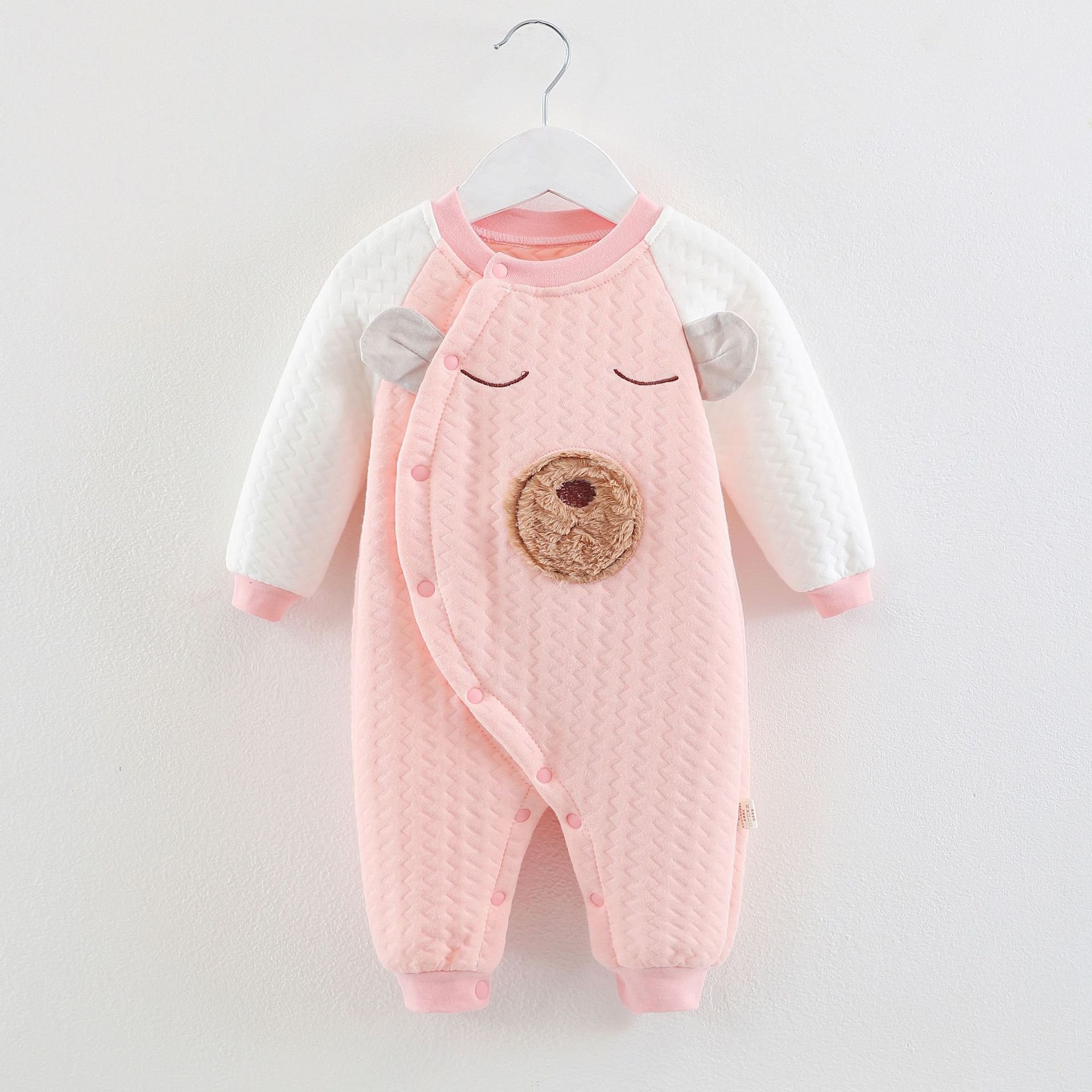 Long Sleeved Cotton Thickened Thickness New Born Baby Rompers Button Design Baby Winter Jumpsuit Sleepsuit Baby 0-1y