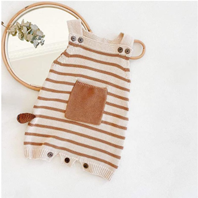 Short Raglan Button Romper Stripe Knitting Summer Baby Clothing Gender Neutral Baby Romper.