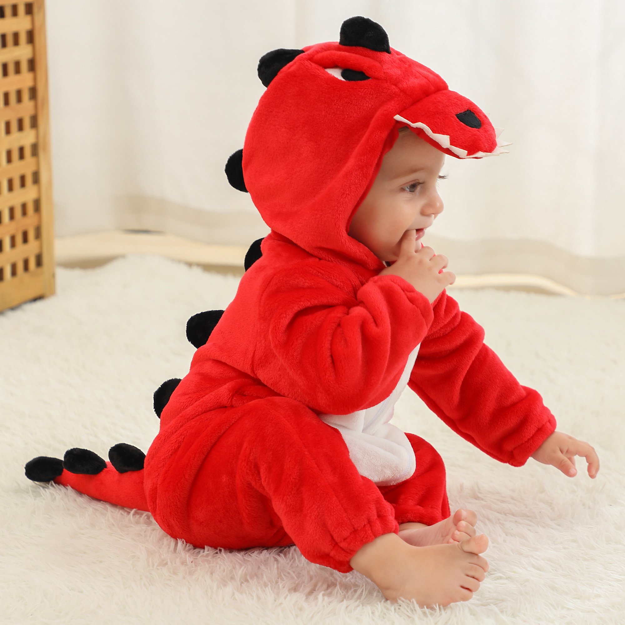 Michley Newborn Baby Winter Romper 0-36 M Fluffy Flannel Hooded Thick And Warm Crawling Suit Clothes Baby Rompers Feet Jumpsuits