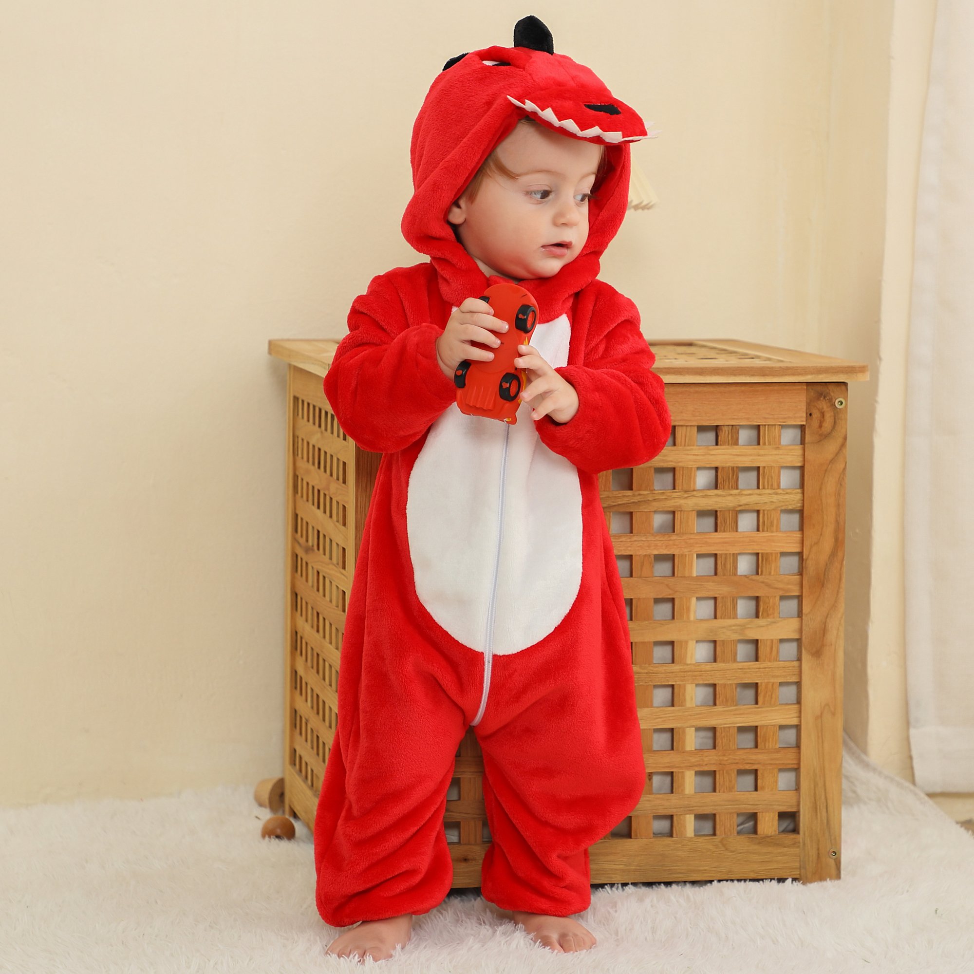 Michley Newborn Baby Winter Romper 0-36 M Fluffy Flannel Hooded Thick And Warm Crawling Suit Clothes Baby Rompers Feet Jumpsuits